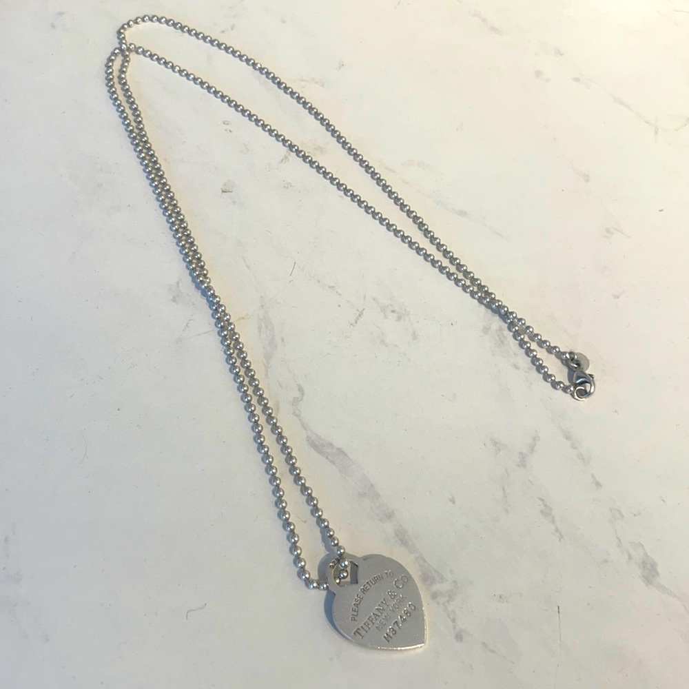 Return To Tiffany Dog Tag Pendent and Long Chain